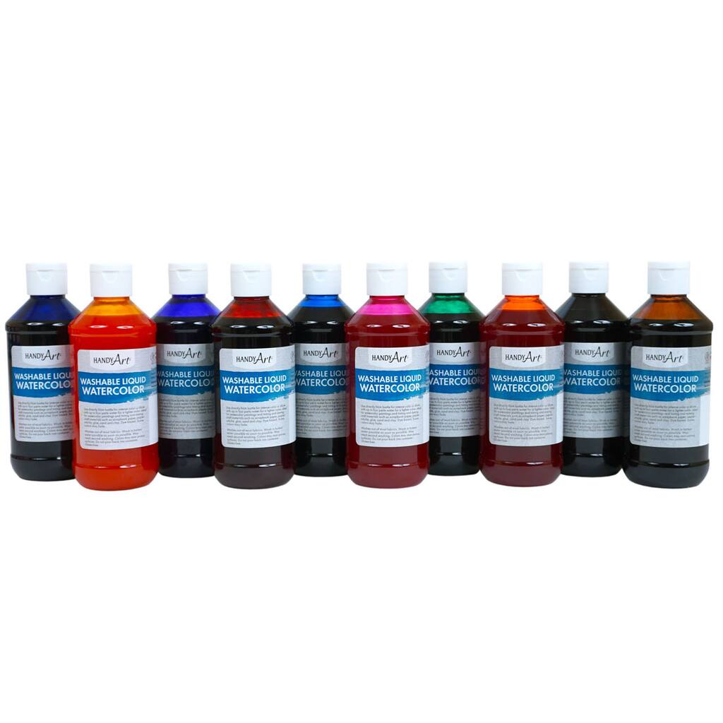 Handy Art® 8Oz. Basic Color Washable Liquid Watercolors, 10Ct. | Michaels